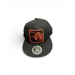 Top Level Bulls Snapback Hat Black Red‎ Bull Patch Flat Brim Adjustable Cap NEW